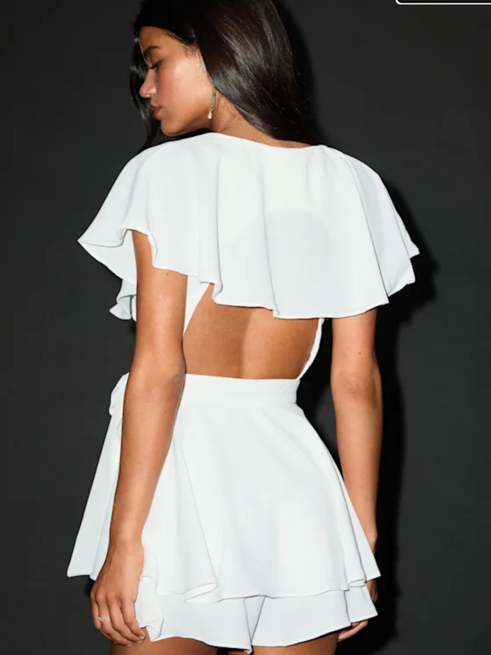 Lulu's White Ruffle-Back Open Mini Dress